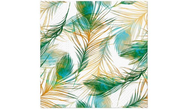 NAPKINS PAPER FEATHER COMP 33X33CM 20PCS