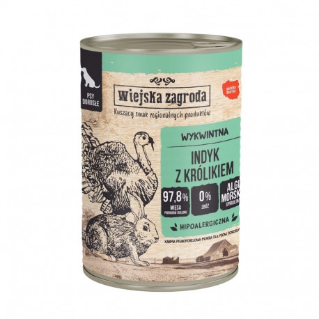 WIEJSKA ZAGRODA Turkey with rabbit - wet dog food - 400g
