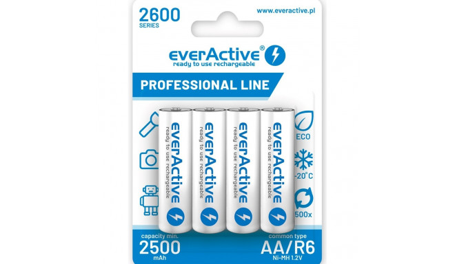 laetavad akud everActive Ni-MH R6 AA 2600 mAh Professional Line