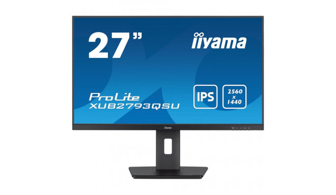 iiyama 27" IPS-panel, 2560x1440@100Hz QHD,1ms, 15cm Height Adj. Stand, 300nits,HDMI, DP, Speakers, U