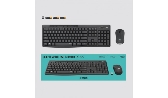 Klaviatuur+hiir Logitech Silent Wireless Combo MK295 Graphite/must US/Int.English 2YW