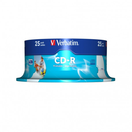 CD-R Verbatim 700MB 80min 52x Cake 25 DataLifePlus, Inkjet Printable Wide, Super AZO Protection, 25 