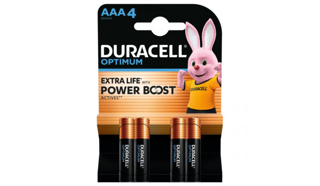 Patareid Duracell Optimum AAA LR03 1,5V Alkaline, 1 pakk (pakis 4tk)