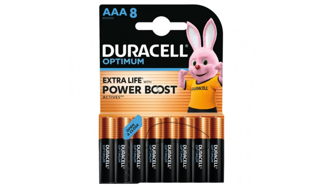 Patareid Duracell Optimum AAA LR03 1,5V Alkaline, 1 pakk (pakis 8tk)