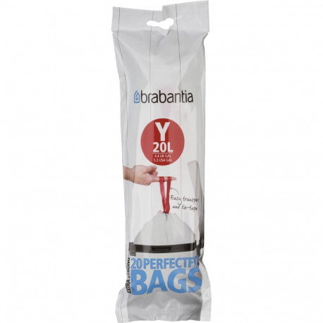 Brabantia PerfectFit Bin Liner Type Y, 20 L, 20 Bags