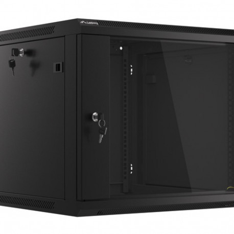 Lanberg rack-kapp V2 19" seinakinnitusega 9U/600x600 lamepakendis klaasuksega, must