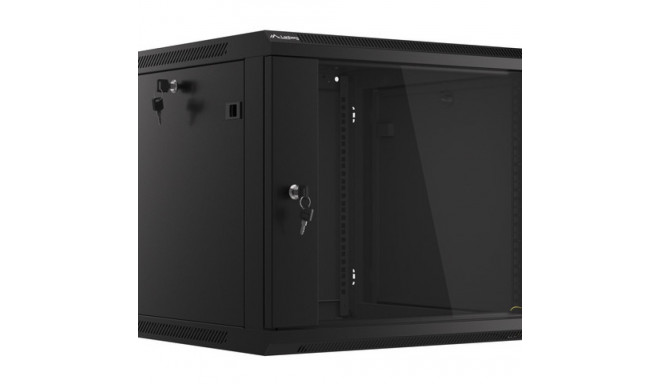 RACK CABINET 19" WALL-MOUNT 9U/600X600 (FLAT PACK) WITH GLASS DOOR BLACK LANBERG V2