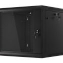 RACK CABINET 19" WALL-MOUNT 9U/600X600 (FLAT PACK) WITH GLASS DOOR BLACK LANBERG V2