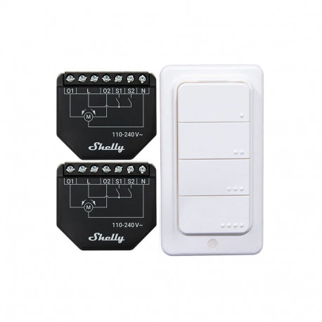 Set of 2 WiFi Shutter Controllers for Blinds/Curtains Shelly Shutter + BLU RC Button 4
