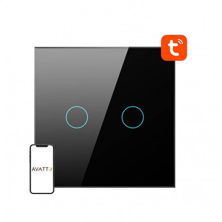 Smart Light Switch WiFi Avatto TS02-EU-B2 2 way (black)