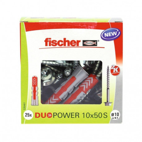 Dübel DUOPOWER 10x50 S LD (hellgrau/rot, 25 Stück, mit Schraube)