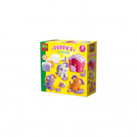 SES Creative 00505 Make Puppies with Clay - Shape Your Own Animal Friends - Includes 9 Accessories a