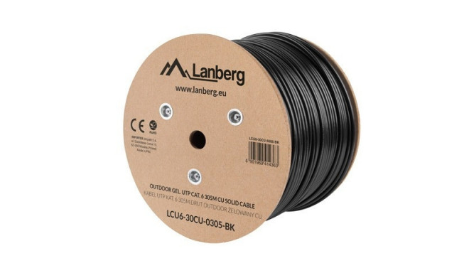 Cat6 UTP Outdoor LAN Cable, 305M, Pure Copper (CU), Gel-Filled, Fluke Passed - Black