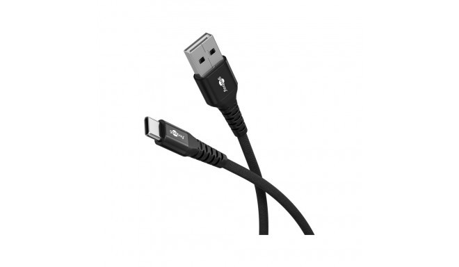 Goobay USB-C to USB-A Supersoft Textile Cable with Metal Plugs | 74526 | USB-C to USB-A
