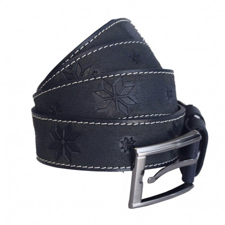 Nahast püksirihm ETNO rukkilill tumesinine 3,5 x 130 cm