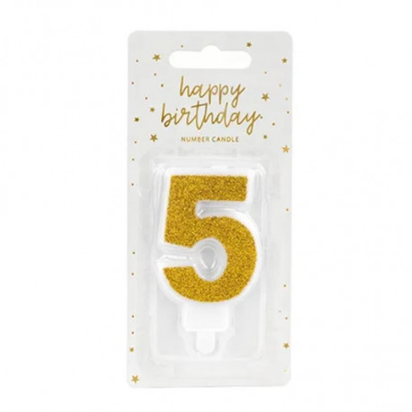 PartyDeco tordiküünal, kuldne, 7 cm, number 5