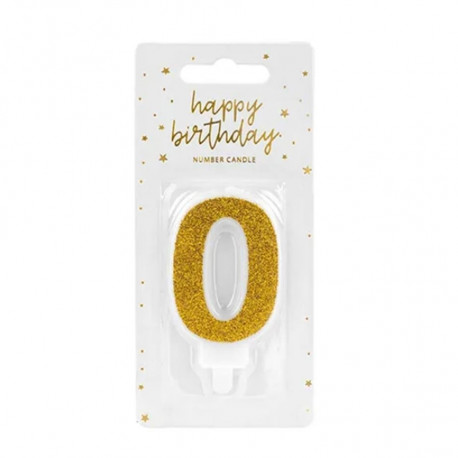 PartyDeco tordiküünal, kuldne, 7 cm, number 0