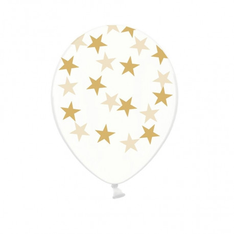 PartyDeco õhupall, 6 tk, 30 cm, läbipaistev, tähekestega