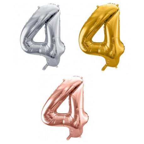 PartyDeco fooliumist õhupall, number 4, suur, 86 cm