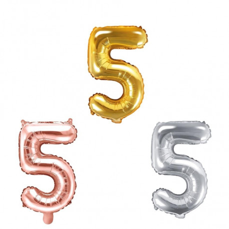 PartyDeco fooliumist õhupall, 35 cm, number 5