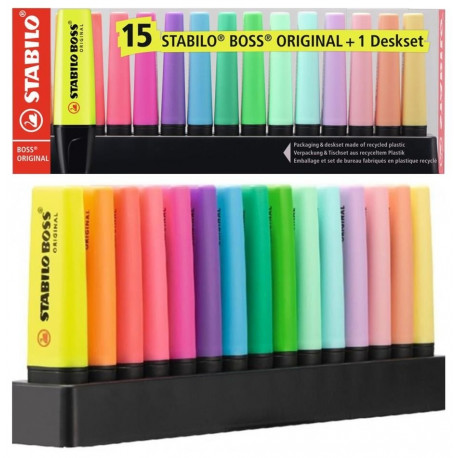 STABILO tekstimarker, BOSS ORIGINAL, 15 tk + lauadisplei