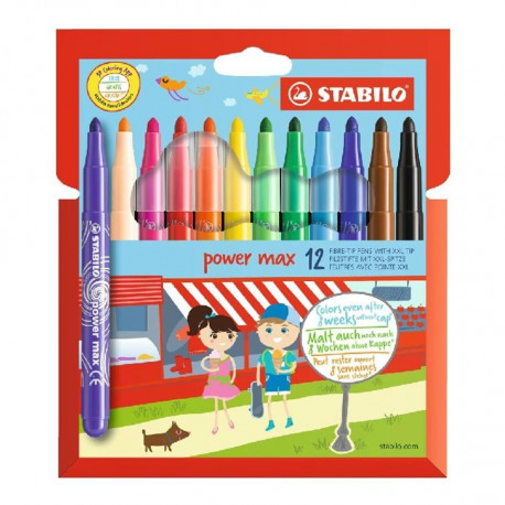 STABILO viltpliiats, power max XXL, 12 värvi