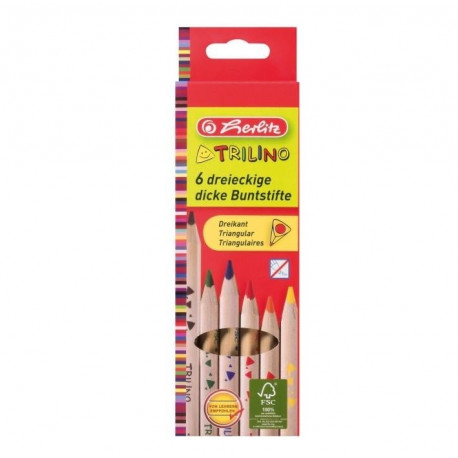 Herlitz värvipliiats, Trilino, 6 värvi, jämedad, kolmnurksed