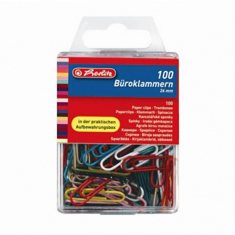 Herlitz kirjaklamber, 26 mm, 100 tk, värvilised