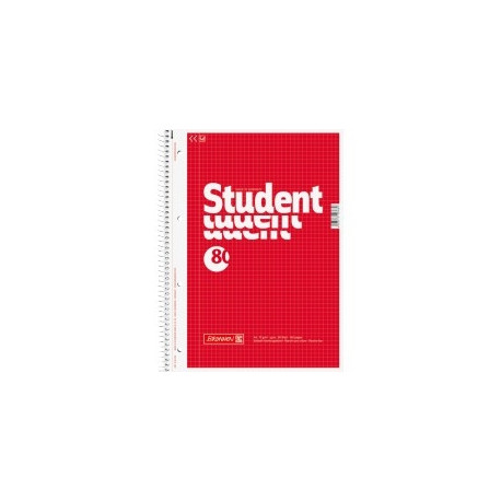 Kaustik A4 80l. 5x5 ruut Student spiraalköide 4-ne augustus rebitavad lehed, sisemine külg joonitud 