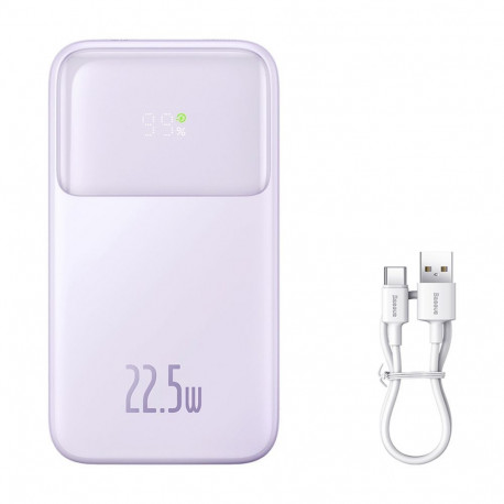 Baseus Baseus Comet Series powerbank with display 10000mAh 22.5W - purple + USB-A / USB-C cable