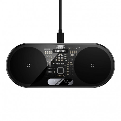 Baseus Baseus Digital LED Display dual wireless charger with digital display 20W black (WXSX010101)