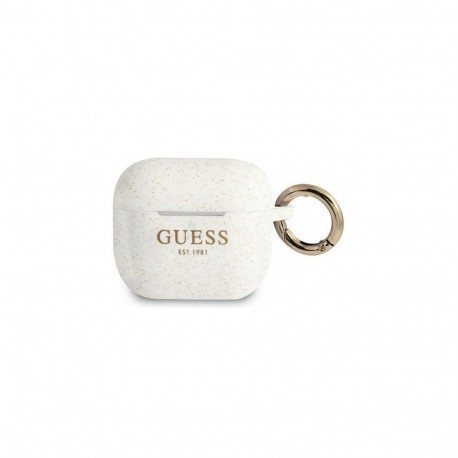 Guess Apple AirPods 3 cover Silicone Glitter White
