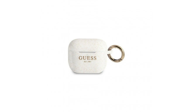 Guess Apple AirPods 3 cover Silicone Glitter White