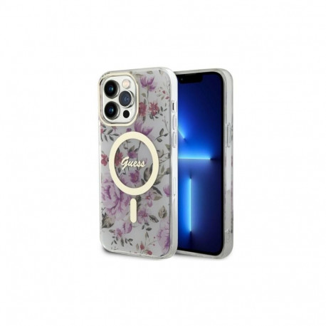 Guess Guess GUHMP14XHCFWST iPhone 14 Pro Max 6.7" transparent hardcase Flower MagSafe