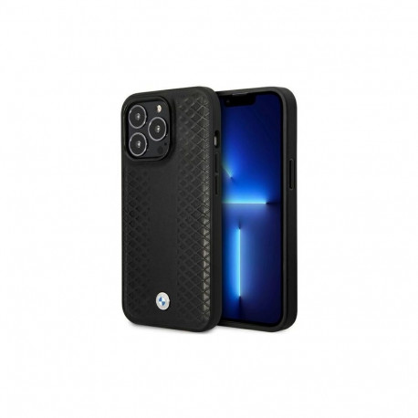 BMW Case BMW BMHMP14X22RFGK iPhone 14 Pro Max 6.7" black/black Leather Diamond Pattern MagSafe