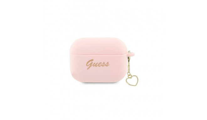 Guess Guess GUAP2LSCHSP AirPods Pro 2 cover pink/pink Silicone Charm Heart Collection