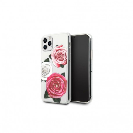 Guess Guess GUHCN58ROSTRT iPhone 11 Pro transparent hardcase Flower Desire Pink & White Rose