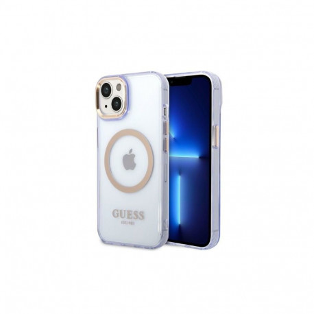 Guess Guess GUHMP14SHTCMU iPhone 14 6.1" purple/purple hard case Gold Outline Translucent MagSafe