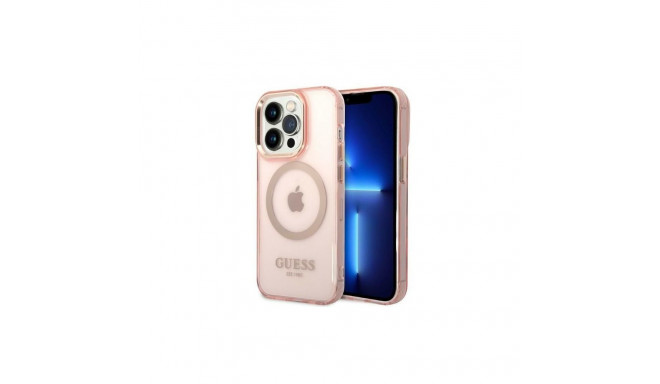 Guess Guess GUHMP14LHTCMP iPhone 14 Pro 6.1" pink/pink hard case Gold Outline Translucent MagSafe