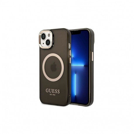 Guess Guess GUHMP14SHTCMK iPhone 14 6.1" black/black hard case Gold Outline Translucent MagSafe