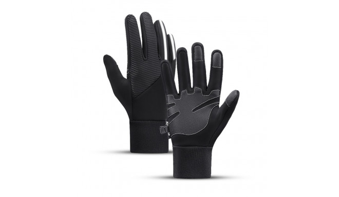 Hurtel Insulated, non-slip sports phone gloves (size L) - black