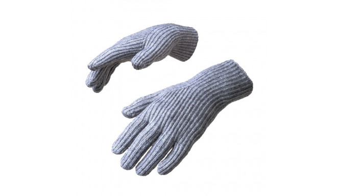Hurtel Braided telephone gloves with cut-outs for fingers - gray