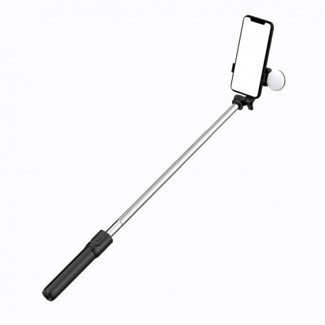 Hurtel Selfie stick WR1YXS telescopic tripod 0.71m with round lamp - black