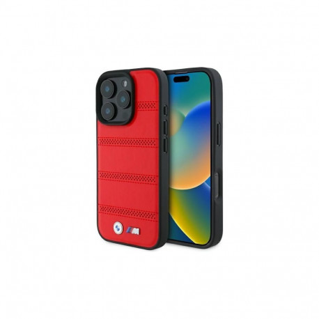 BMW BMW BMHMP16X23PUSPR iPhone 16 Pro Max 6.9" red/red hardcase M Perforated And Stitched Line MagSa