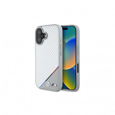 BMW BMW M Carbon Tricolor Line MagSafe Case for iPhone 16 - Gray
