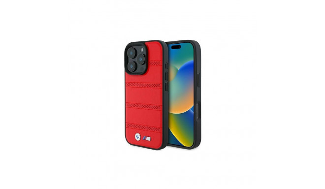 BMW BMW M Perforated And Stitched Line MagSafe case for iPhone 16 Pro - red
