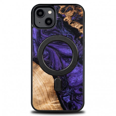 Bewood Wood and resin case for iPhone 15 Plus MagSafe Bewood Unique Violet - purple and black