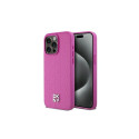 DKNY DKNY Leather Monogram Pattern Metal Logo MagSafe Case for iPhone 15 Pro Max - Pink