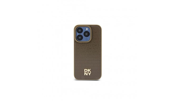 DKNY DKNY Leather Pattern Metal Logo MagSafe case for iPhone 15 / 14 / 13 - brown