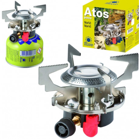 Meva Gas camping stove with gas cartridges (thread or valve) ATOS piezo igniter 1.8kW